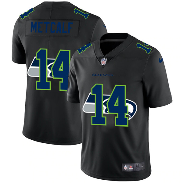 Men's Seattle Seahawks #14 D.K. Metcalf 2020 Black NFL Shadow Logo Limited Stitched Jersey